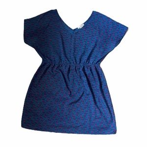 One Clothing Thin Blue and Pink Cinched Dress